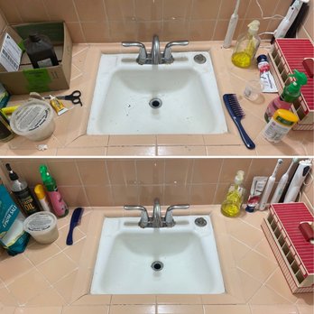 Time Maid Cleaning - Home Bathroom Sink Before and After Cleaning by Time-maid Cleaning. - Home Cleaning Near Me - Tucson, Arizona Time Maid Cleaning - Home Bathroom Sink Before and After Cleaning by Time-maid Cleaning. - Home Cleaning Near Me - Tucson, Arizona