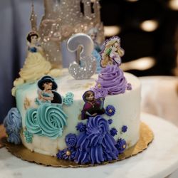 Chuck's Produce & Street Market - Custom Designed Princess Cake, Poppyseed Raspberry Cream Cheese Frosting.