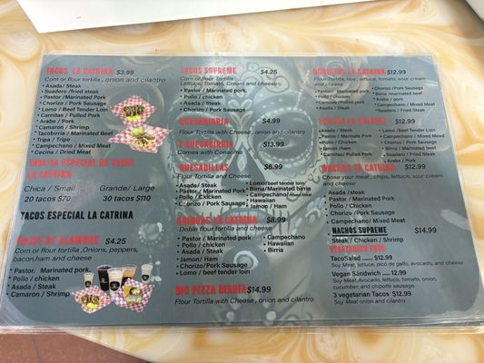 Menu photo 2 La Catrina Mexican Tacos Indianapolis, IN Menu photo 2 La Catrina Mexican Tacos Indianapolis, IN