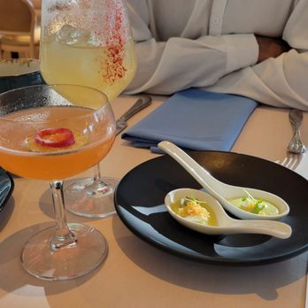 Solstice - On the house, meal starters/palette cleansers, VD 1 at the back w cranberry powder (9/10), TQ 1 front (10/10) - New American Near Me - Irvine, California Solstice - On the house, meal starters/palette cleansers, VD 1 at the back w cranberry powder (9/10), TQ 1 front (10/10) - New American Near Me - Irvine, California