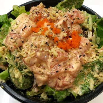 Pokestuf - Large Salmon only, without radish and red onions, mixed with sriracha mayo - Hawaiian Near Me - Alhambra, California Pokestuf - Large Salmon only, without radish and red onions, mixed with sriracha mayo - Hawaiian Near Me - Alhambra, California