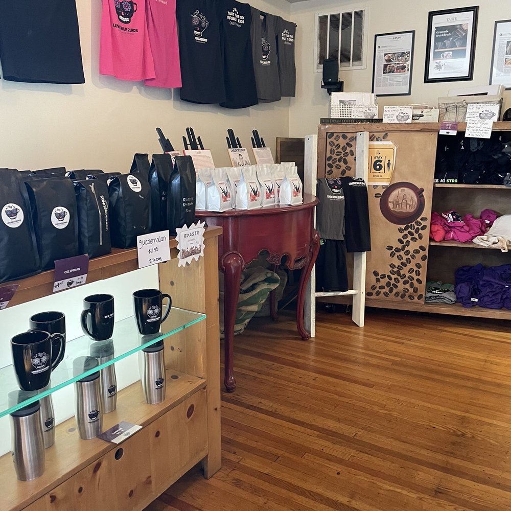 Undergrounds Coffee House and Roastery - Merchandise display - Coffee Roasteries Near Me - Buffalo, New York Undergrounds Coffee House and Roastery - Merchandise display - Coffee Roasteries Near Me - Buffalo, New York