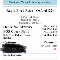 Online order that the Oxford, OH store lost Online order that the Oxford, OH store lost