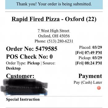 Rapid Fired Pizza - Online order that the Oxford, OH store lost - Pizza Near Me - Oxford, Ohio Rapid Fired Pizza - Online order that the Oxford, OH store lost - Pizza Near Me - Oxford, Ohio