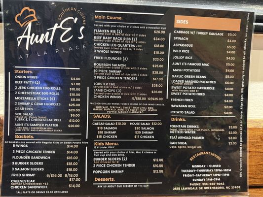 Menu photo 2 Aunt E’s Southern Cuisine Greensboro, NC Menu photo 2 Aunt E’s Southern Cuisine Greensboro, NC