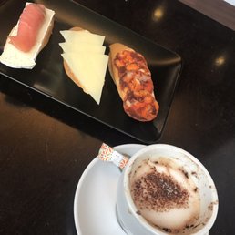 Tapas and cappuccino Tapas and cappuccino