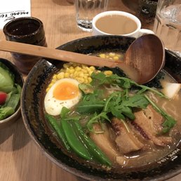 Shoyu Ramen with side salad. Coffee and green tea included.