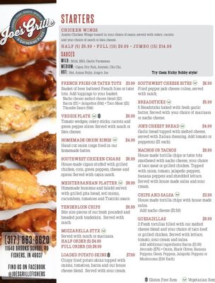 Menu photo 1 Joe's Grille Fishers Fishers, IN Menu photo 1 Joe's Grille Fishers Fishers, IN