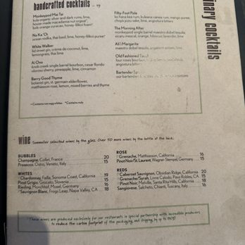 Monkeypod Kitchen - Cocktail Menu - Tacos Near Me - Honolulu, Hawaii