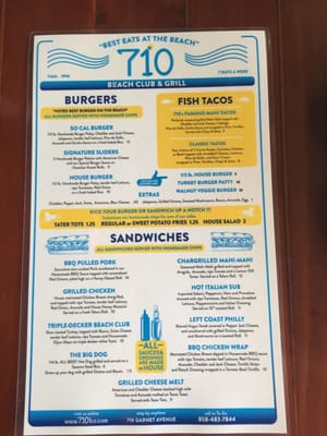 Menu photo 8 710 Beach Club San Diego, CA