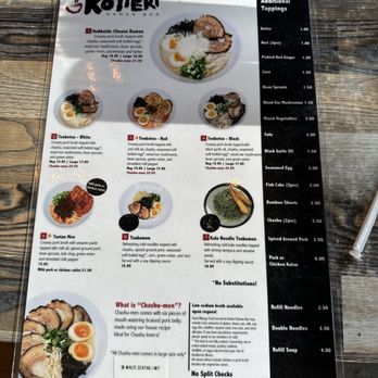 Kotteri Ramen Bar - 8/2024 menu - Ramen Near Me - Elk Grove, California Kotteri Ramen Bar - 8/2024 menu - Ramen Near Me - Elk Grove, California