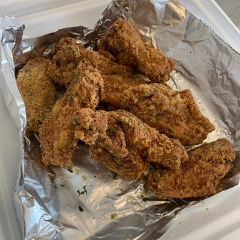 B & L Wings - Breaded lemon pepper, very salty - Chicken Wings Near Me - Atlanta, Georgia