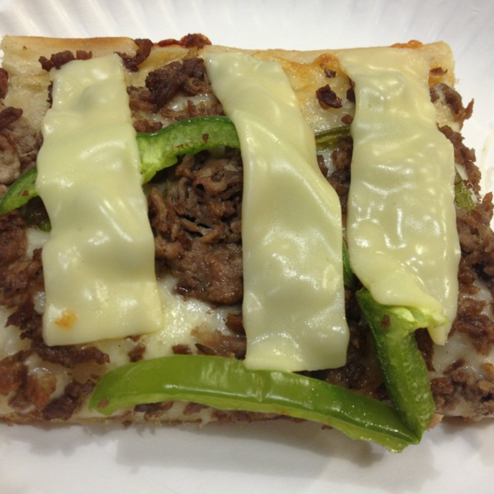 Philly cheesesteak slice