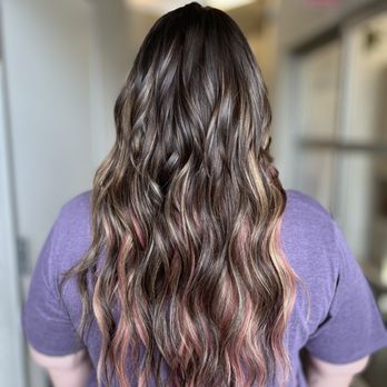 The Hive Hair And Makeup Studio - Custom Balayage Effect with a pop of color created using extensions! - Hair Extensions Near Me - Rocklin, California The Hive Hair And Makeup Studio - Custom Balayage Effect with a pop of color created using extensions! - Hair Extensions Near Me - Rocklin, California