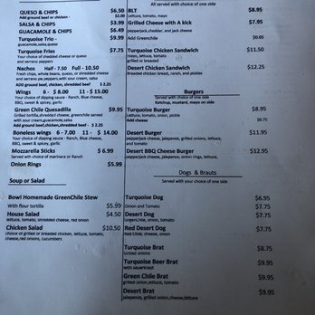 Turquoise Desert - Menu - Sports Bars Near Me - Rio Rancho, New Mexico