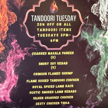 Agnii A Fiery Experience - Tandoori Tuesday menu - Indian Near Me - Covina, California