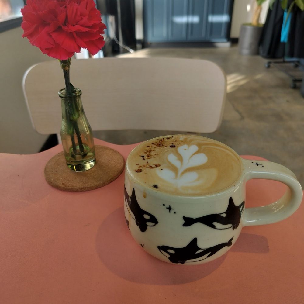 Dreamwave Coffee - The Dream - Mac Nut Latte **adoring this large orca cup** oversized cups are my fav - Coffee Roasteries Near Me - Carlsbad, California Dreamwave Coffee - The Dream - Mac Nut Latte **adoring this large orca cup** oversized cups are my fav - Coffee Roasteries Near Me - Carlsbad, California