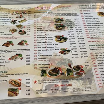 Pho 92 DIA - Menu - Vietnamese Near Me - Denver, Colorado