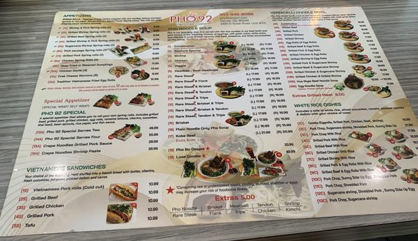 Menu photo 4 Pho 92 DIA Denver, CO
