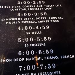 Rabbit Hole Neighborhood Bar - The happy hour menu, which says frozens are on discount at a certain time, but only one of the six actually is. Ripoff.