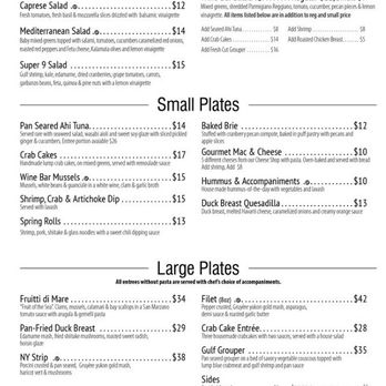 The Wine Bar - Grand Blvd - June 2020 Dinner Menu - Wine Bars Near Me - Miramar Beach, Florida