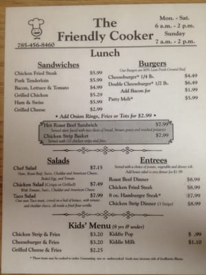 Menu photo 3 The Friendly Cooker Wamego, KS Menu photo 3 The Friendly Cooker Wamego, KS