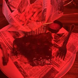 Broadway Sport Bar - Ribs and frita   Terrible lighting here red lights