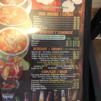 La Fogata - a menu for a mexican restaurant - Mexican Near Me - Watsonville, California