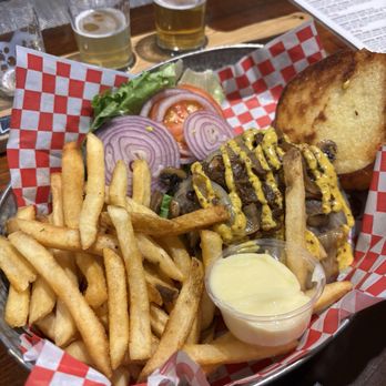 Flathead Lake Brewing Co. Pubhouse - Mushroom Swiss Burger - American Near Me - Bigfork, Montana