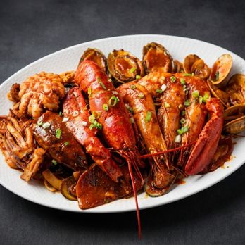 Po Seok Jeong - Hwangje Haemul Jjim (황제해물찜) - a premium Korean seafood dish with lobster, shrimp, octopus, clams, and squid in a bold savory-spicy sauce. - Korean Near Me - Park Ridge, Illinois Po Seok Jeong - Hwangje Haemul Jjim (황제해물찜) - a premium Korean seafood dish with lobster, shrimp, octopus, clams, and squid in a bold savory-spicy sauce. - Korean Near Me - Park Ridge, Illinois