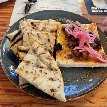 Farm Table - Torched feta appetizer - New American Near Me - Wake Forest, North Carolina Farm Table - Torched feta appetizer - New American Near Me - Wake Forest, North Carolina
