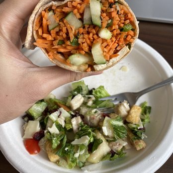 Just Salad - If you look veeeerry closely you can see the two flimsy pieces of tofu in this pathetic tofu banh mi wrap - Salad Near Me - Philadelphia, Pennsylvania Just Salad - If you look veeeerry closely you can see the two flimsy pieces of tofu in this pathetic tofu banh mi wrap - Salad Near Me - Philadelphia, Pennsylvania