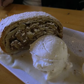 Ludwig's Biergarten - Apple Strudel with Vanilla Sauce - German Near Me - Mountain View, California Ludwig's Biergarten - Apple Strudel with Vanilla Sauce - German Near Me - Mountain View, California