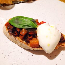 Osteria Pulcinella - Aubergine crostini. Delicious:)