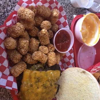 Gar Hole - Duke with cheddar and tots for side. - Bars Near Me - Anna, Texas