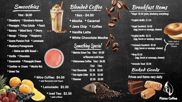 Menu photo 1 Pistos Coffee Oak Hill, WV