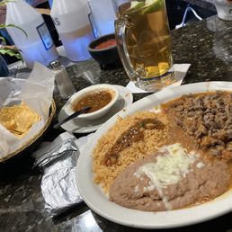 WTF?  You can't pass this off for anything but cut steak with salsa.  Don't attempt to call it chili Colorado.