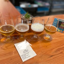 Side Gate Brewery & Beer Garden - Our second flight with the names attached