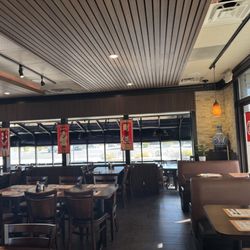 The Wok - So many nice choices to sit. Tables, booths and a beautiful group dining area a long the beautiful back window.  Julie A