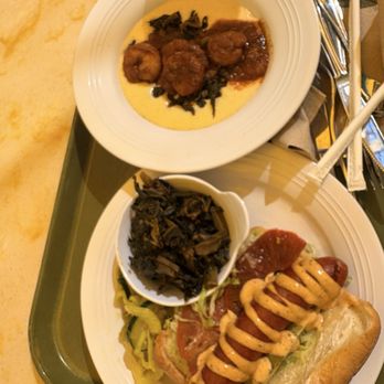 Tiana's Palace - Shrimp and Grits and Andouille Sausage Po'boy Sando - Desserts Near Me - Anaheim, California