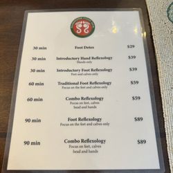 Sunshine Foot Spa - Your massage options