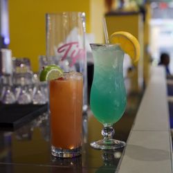 Vision’s Eatery & Lounge - Vision's Rum Punch (left) Blue Hawaiian (right)