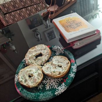 Proof Handmade Bagels - Proof sesame seed bagels with green onion cream cheese. - Bagels Near Me - Irvine, California Proof Handmade Bagels - Proof sesame seed bagels with green onion cream cheese. - Bagels Near Me - Irvine, California