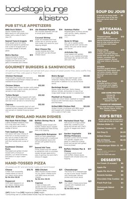 Menu photo 2 Backstage Lounge & Bistro Littleton, MA