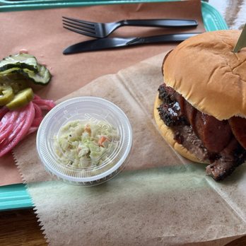 Botto's BBQ - Brisket+Kielbasa sandwich ($18) - Barbeque Near Me - Portland, Oregon