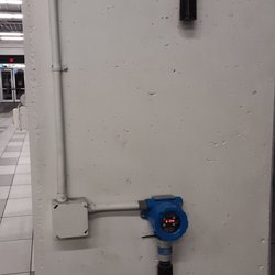 COTA Transit Terminal - Sensors on poles about every 20 feet register air quality for Carbon Monoxide and Nitrogen Dioxide.