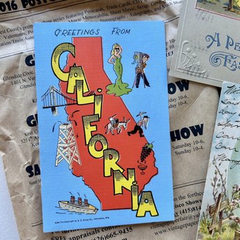 Vintage Paper Fair - 25 cent postcard - Antiques Near Me - San Francisco, California Vintage Paper Fair - 25 cent postcard - Antiques Near Me - San Francisco, California