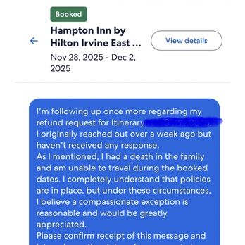 Hampton Inn by Hilton Irvine East - Lake Forest - Chat message sent on 10/25/25 - Hotels Near Me - Foothill Ranch, California