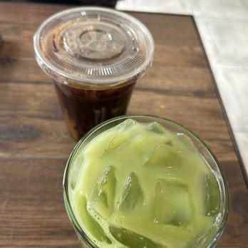 Over Easy Kitchen - Iced Pistachio matcha and Hazelnut Oat Mocha - Breakfast & Brunch Near Me - Marlboro, New Jersey