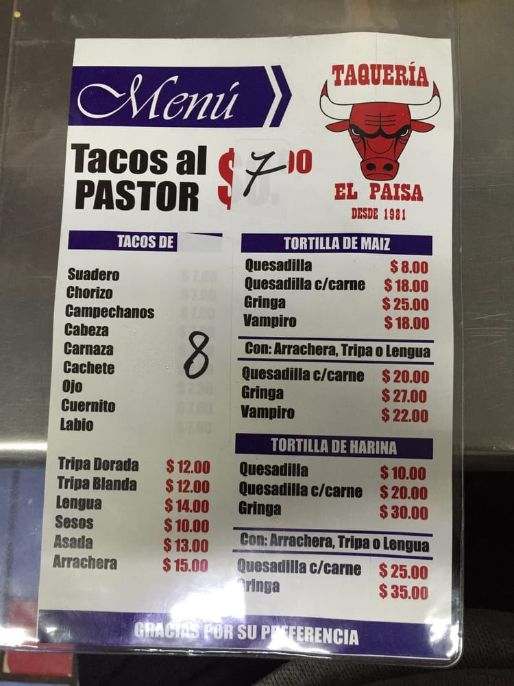 TAQUERÍA EL PAISA Av. Enrique Ladrón de Guevara 5435, Zapopan